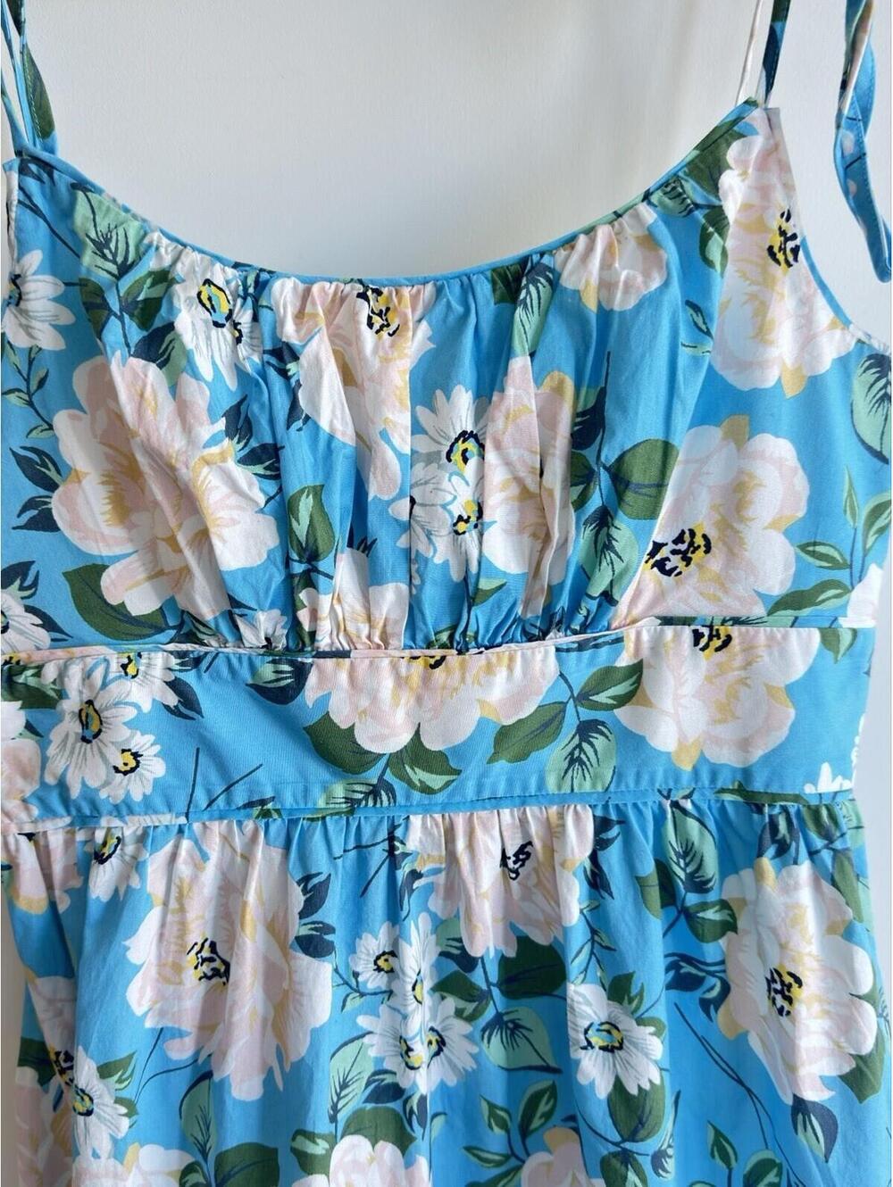 Yumi Kim Wonder Garden Blue Floral Tie Strap Midi Dress Size 6 - Picture 4 of 8